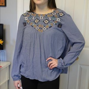 Blue embroidered blouse
